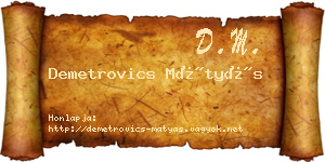 Demetrovics Mátyás névjegykártya